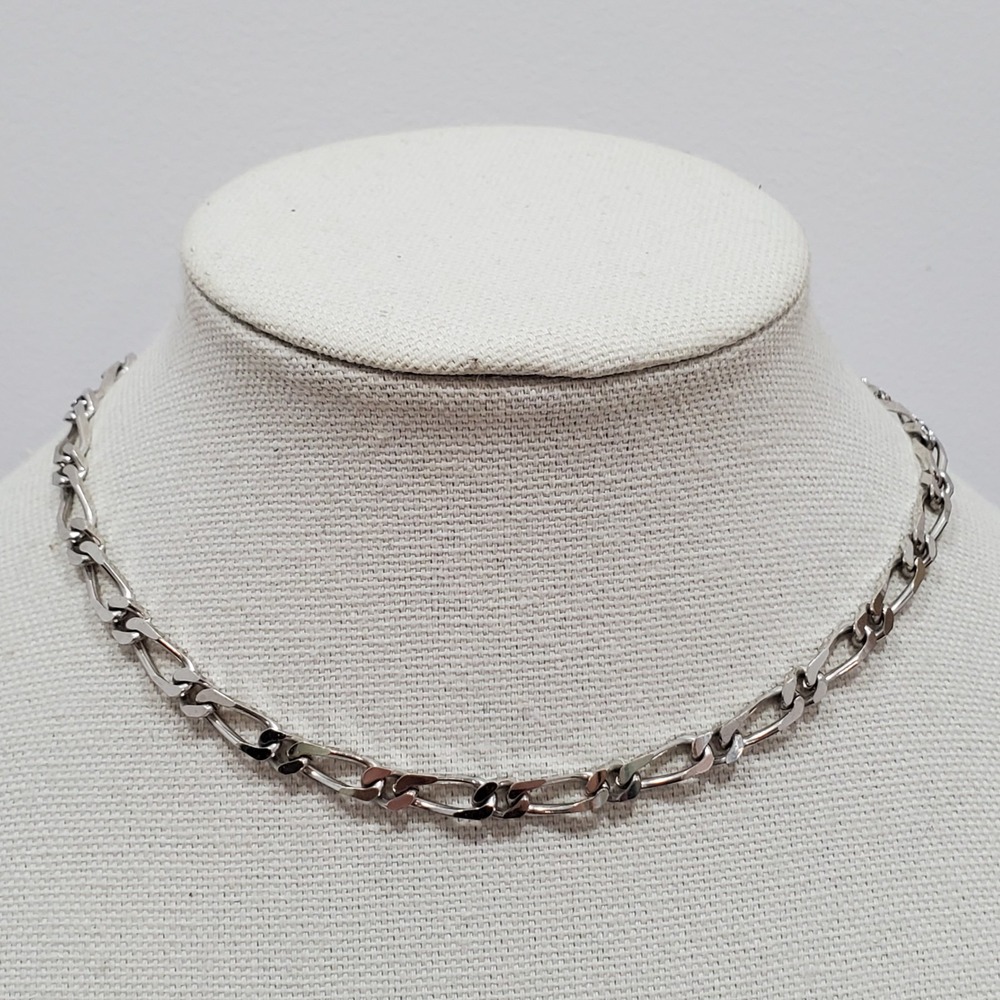 Vtg Monet Figaro Link Chain Choker Necklace Classic Grunge For Layering 15.75"